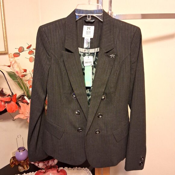 NWT DEPT Women's High Quality Gray Soft Fabric Gray Blazer Jacket Size S 4 - Picture 11 of 15